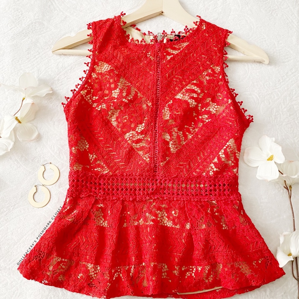 Romeo & Juliet Couture Red Lace Tank Top